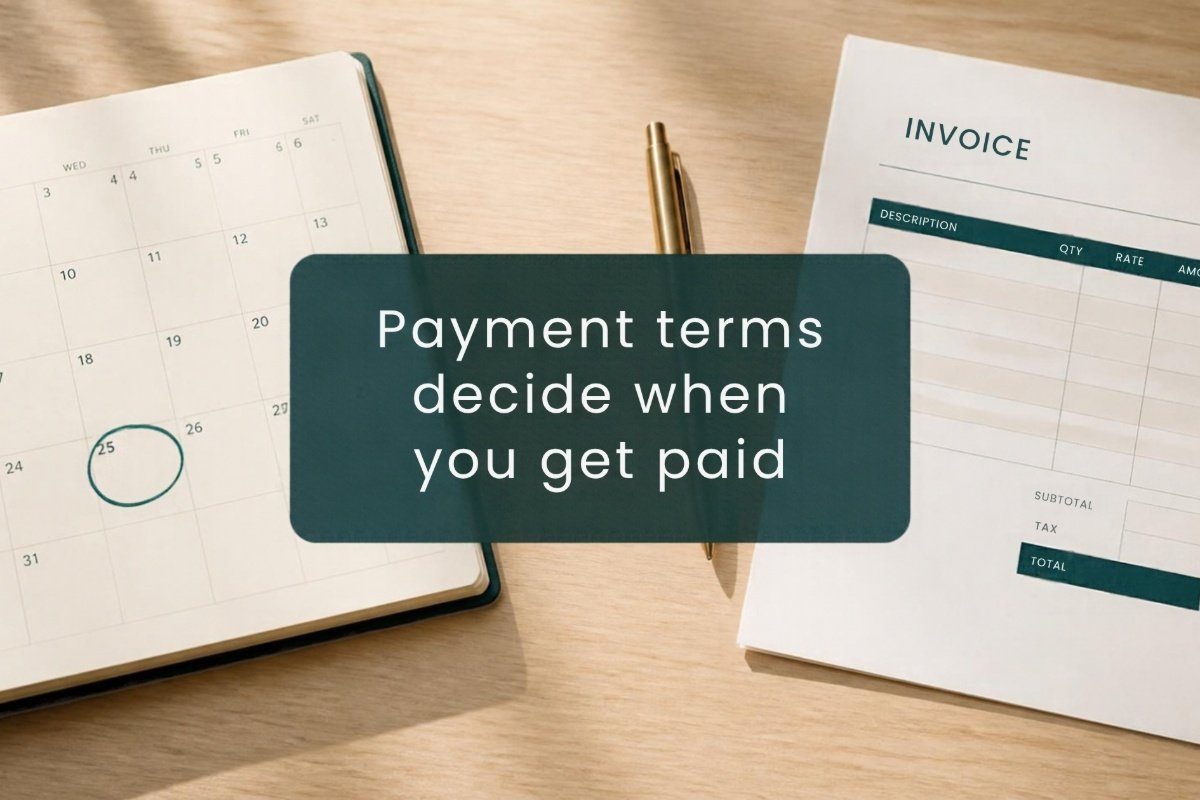 An invoice showing payment terms written as a due date