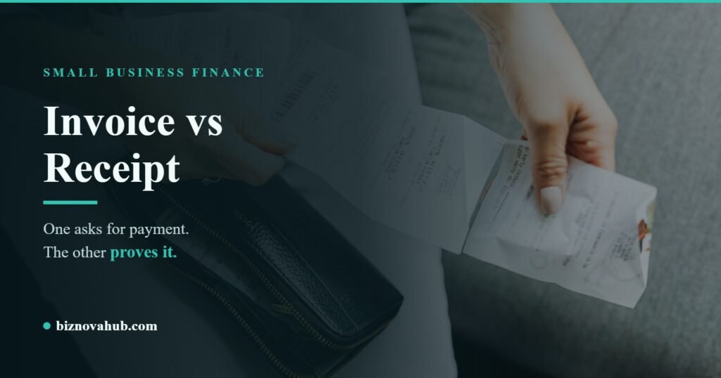 Invoice vs receipt comparison, one asks for payment the other proves it