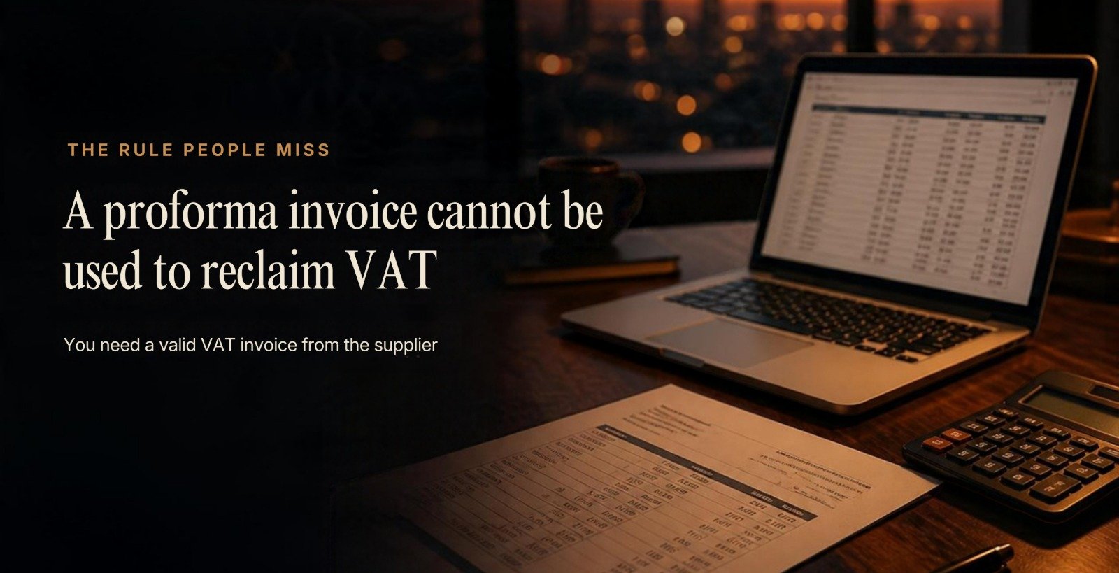 A proforma invoice cannot be used to reclaim VAT