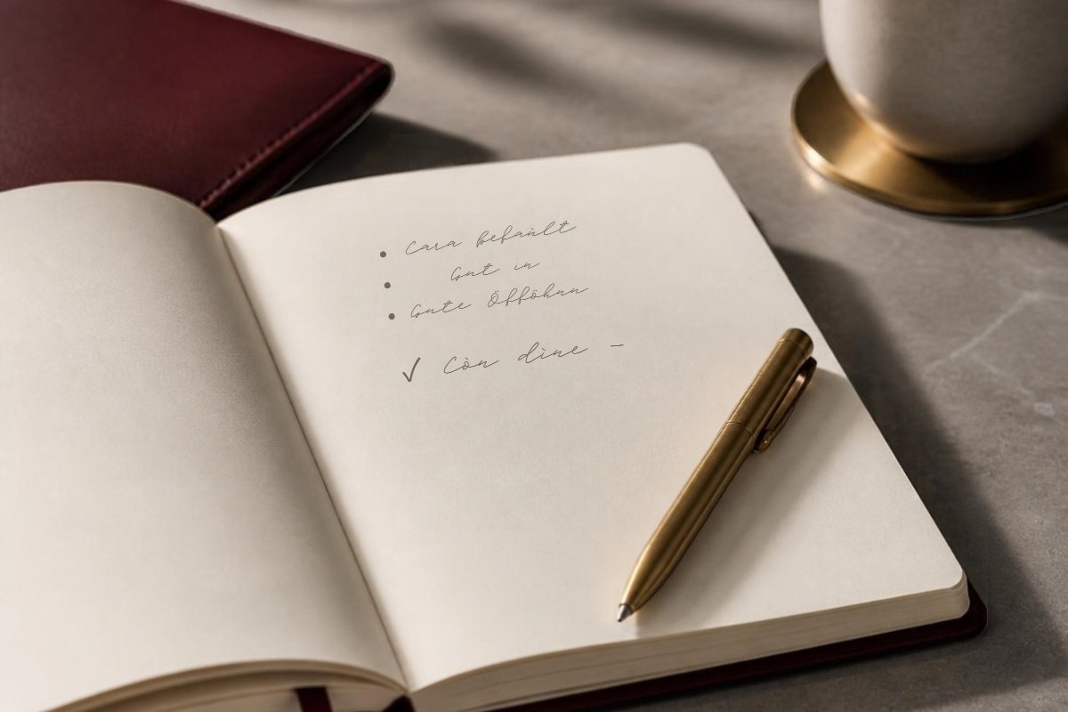 A notebook with a short checklist of project deliverables