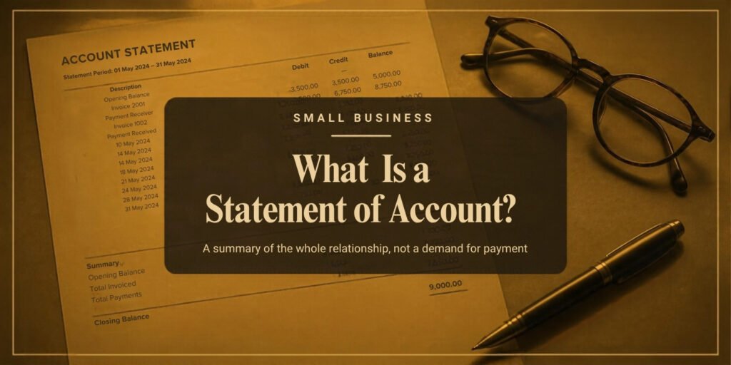 What is a statement of account: a summary of transactions, not a demand for payment