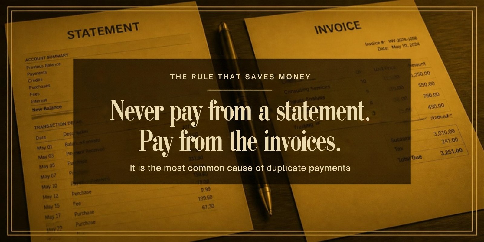 Never pay from a statement of account: pay from the invoices behind it