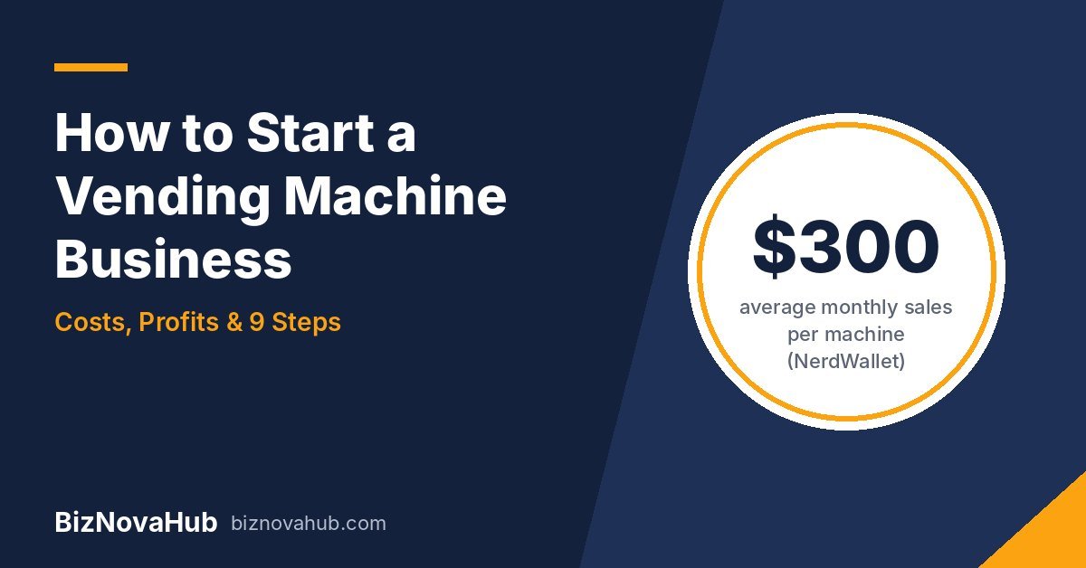 How to start a vending machine business guide, with average monthly sales of $300 per machine