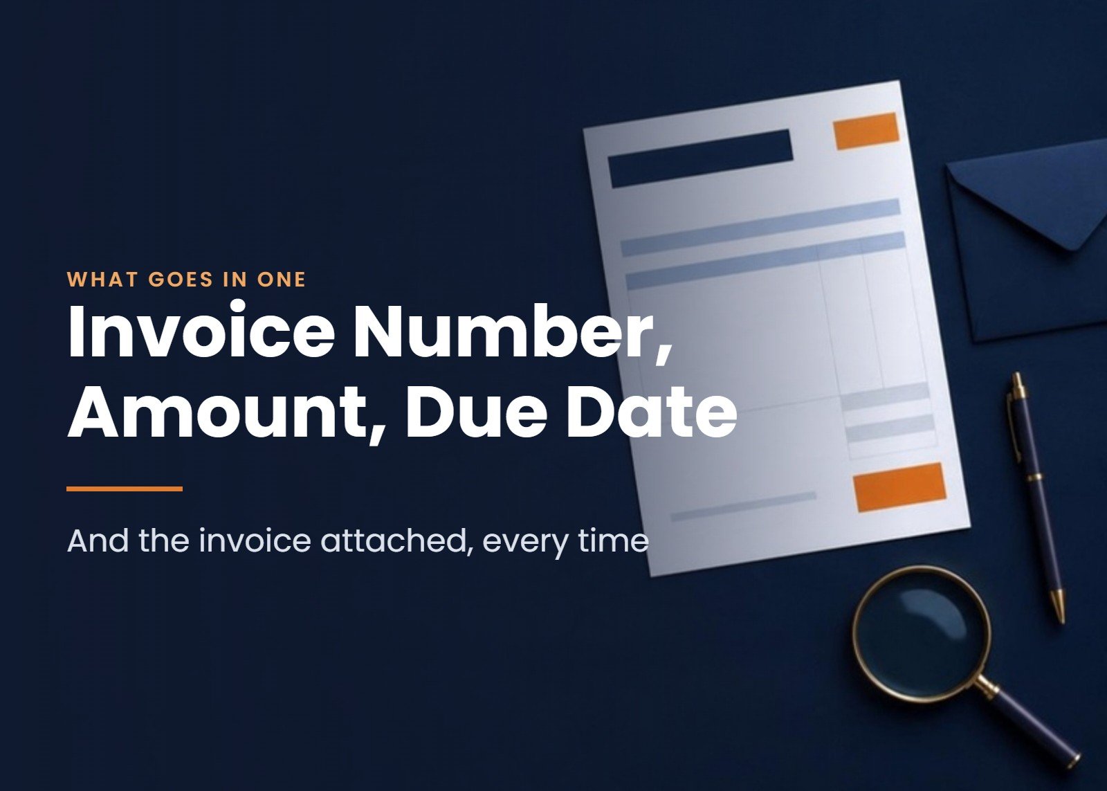 What a payment reminder email must contain: invoice number, amount, due date and payment details